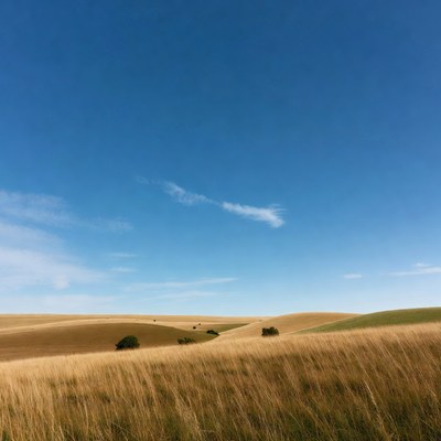 Golden Hills Under Blue Sky