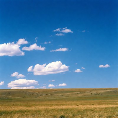 Vast green prairie under blue sky