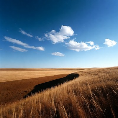 Golden Wheat Field Under Blue Sky