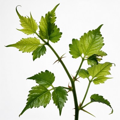 Green Poison Ivy Leaves with Thorns