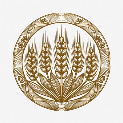 Golden Wheat Stalks in Ornate Circle