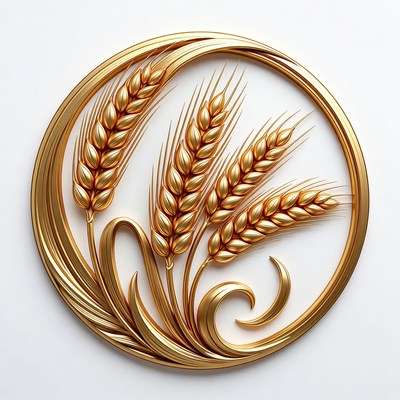 Golden Wheat Emblem in Circle