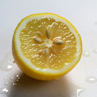 Sliced Lemon on White Background