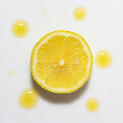 Sliced Lemon with Oil Drops