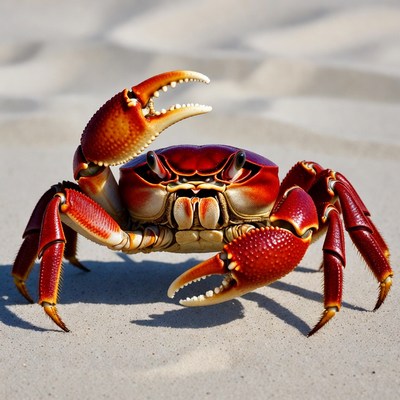 Red Crab on Sandy Beach