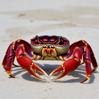 Red crab on sandy beach
