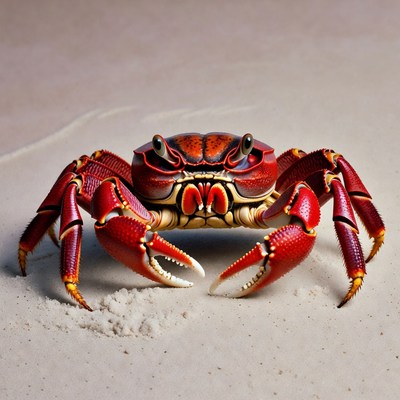 Red crab on sandy beach