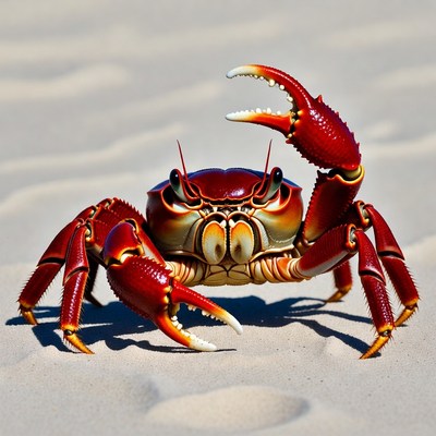 Red Crab on Sandy Beach