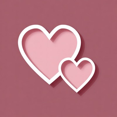 Pink Outline Hearts on Maroon Background