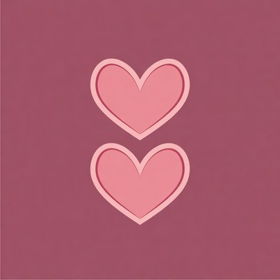 Two Pink Hearts on Maroon Background