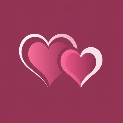 Two Pink Hearts Illustration