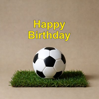 Soccer Ball Happy Birthday on Grass