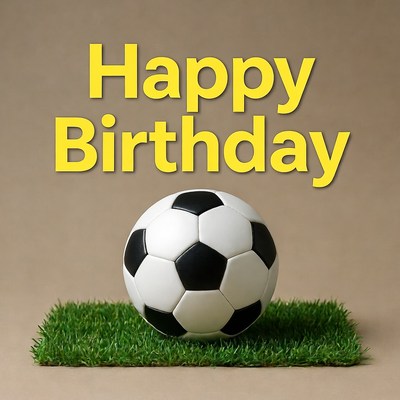 Happy Birthday Soccer Ball on Grass