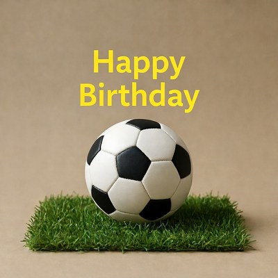 Soccer Ball Happy Birthday on Grass