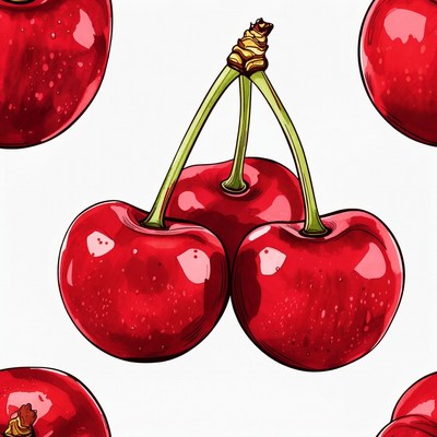 Red Cherries Seamless Pattern
