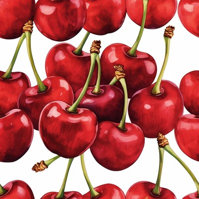 Red Cherries Pattern on White
