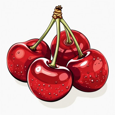 Cluster of Red Cherries Illustration