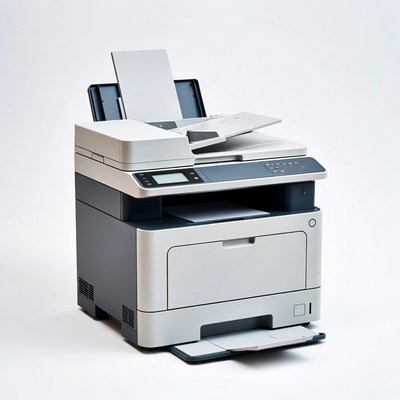 Modern Multifunction Printer on White Background