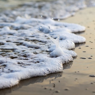 Ocean waves crashing on sandy beach
