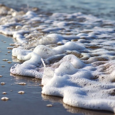 Ocean waves crashing on sandy beach
