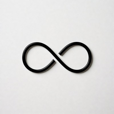 Black infinity symbol on white
