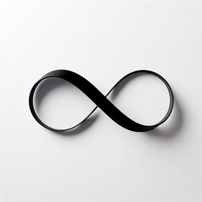 Black infinity symbol on white