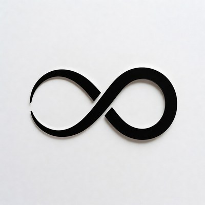 Black infinity symbol on white