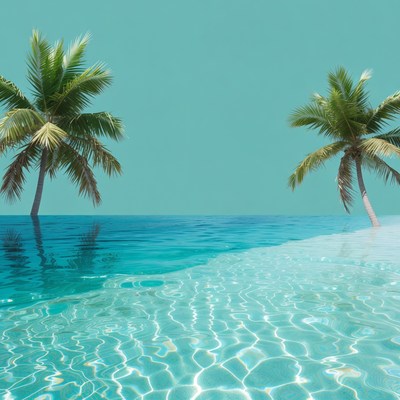 Palm Trees Over Tropical Lagoon