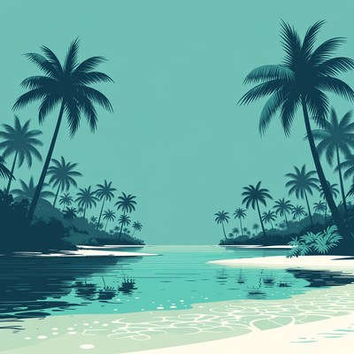 Tropical Palm Trees Beach Lagoon