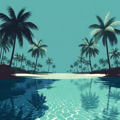 Tropical Palm Trees Beach Lagoon