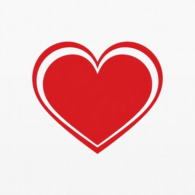Red heart outline on white