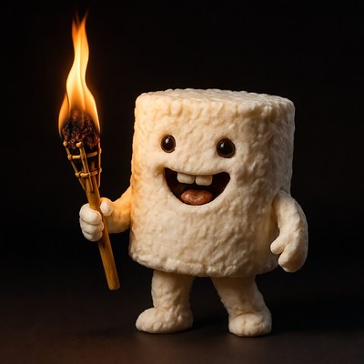 Marshmallow Character Holding Torch