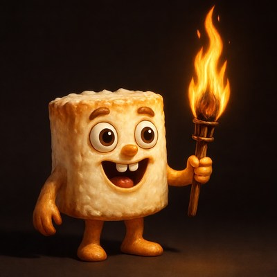 Cartoon Marshmallow Holding Torch