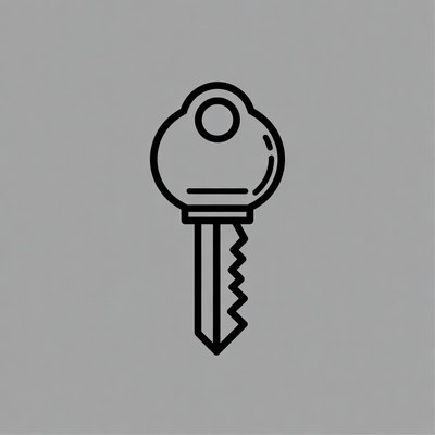 Black line art key icon