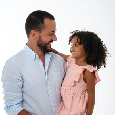 Father hugging smiling daughter