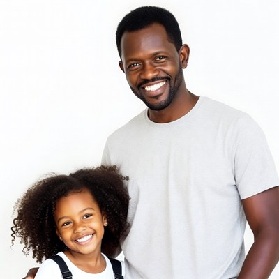 Smiling African-American father and daughter