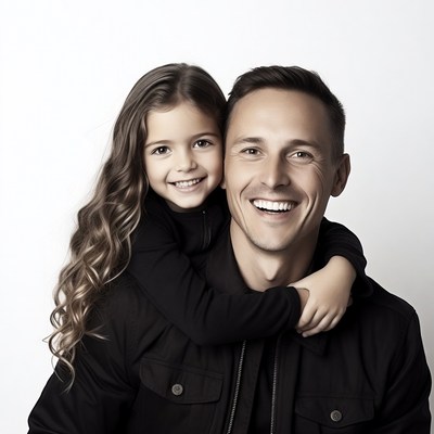 Smiling girl hugging father