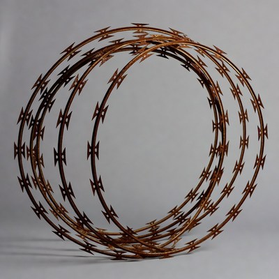 Rusty barbed wire coils