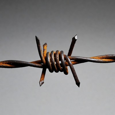 Rusty barbed wire close-up