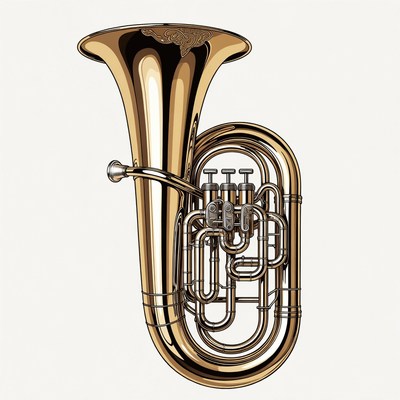 Brass Tuba Instrument Illustration
