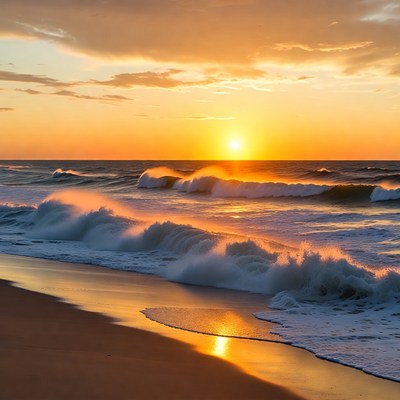 Ocean Waves at Sunset Beach