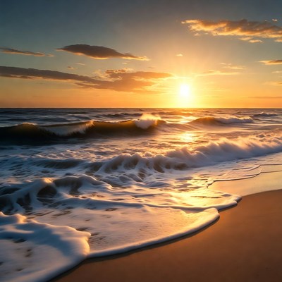 Ocean Waves Crashing at Sunset Beach