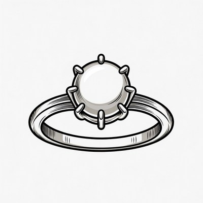 Pearl Engagement Ring Illustration