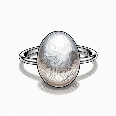 Silver Pearl Ring Illustration