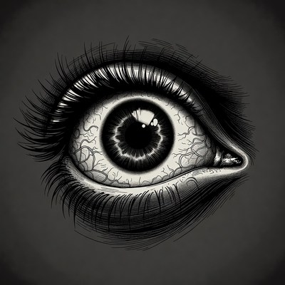 Detailed Black Ink Eye Illustration