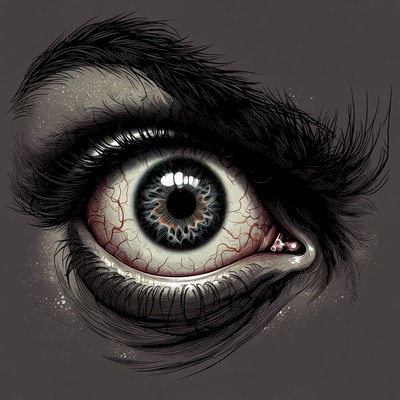 Detailed Black Eye with Red Veins