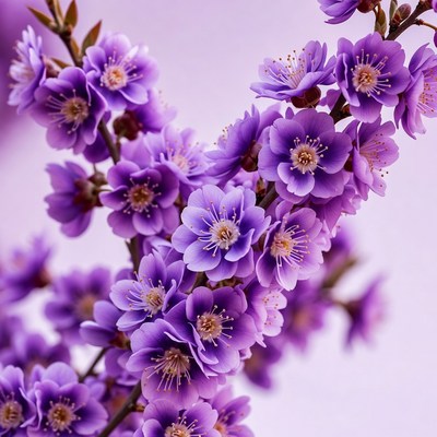 Purple blossoms on branch
