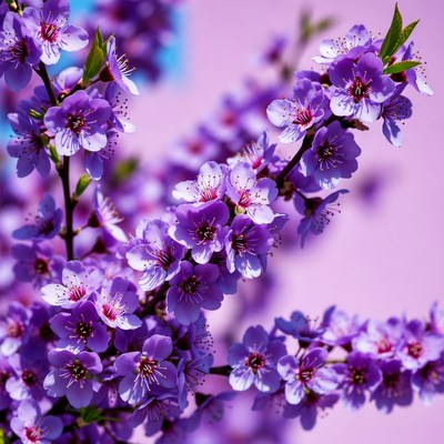 Purple blossoms on pink background