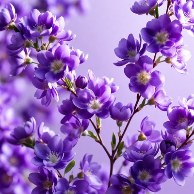 Purple Flowers on Lilac Background