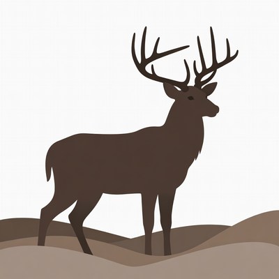 Standing Deer Silhouette Illustration